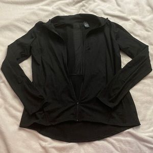 Women’s Black Champion Zip Up Sweatshirt with Mesh piece on back; size: XXL